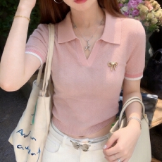 批发实拍 胖mm大码女装2026短袖<b class='q'>夏</b>季新款POLO领半袖上衣打底衫针织衫
