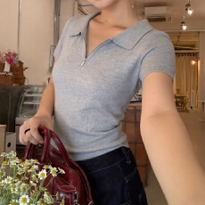 批发实拍 胖mm大码<b class='q'>女</b>装2026短袖夏季新款POLO领半袖上衣打底衫针织衫