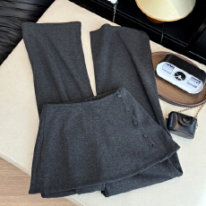 批发实拍羊绒复合<b class='q'>婴儿</b>绒休闲<b class='q'>裤</b>屁帘可拆卸两件套高腰直筒显瘦微喇阔腿