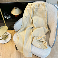 批发实拍气质卡其复合<b class='q'>婴儿</b>绒保暖<b class='q'>牛仔裤</b>女冬高腰显瘦直筒阔腿休闲长裤