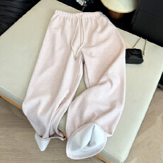批发<b class='q'>实拍</b>韩系百搭休闲<b class='q'>裤</b>抽绳温柔粉松紧腰卫衣运动<b class='q'>裤</b>高腰直筒宽松显瘦