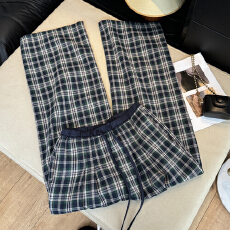 批发<b class='q'>实拍</b>磨毛加绒威尔士格休闲长<b class='q'>裤</b>子女露思格纹<b class='q'>裤</b>松紧腰撞色松弛百搭