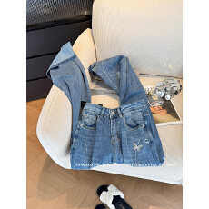 批发官图轻奢风蓝色蝴蝶<b class='q'>烫钻</b>阔腿<b class='q'>牛仔裤</b>子女2026新款今年流行款的长裤