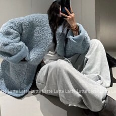 批发羊羔毛皮毛一体加厚保暖宽松休闲外套