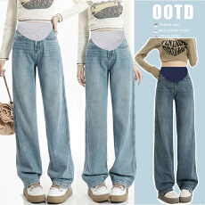 批发3XL九分长裤孕妇牛仔裤春秋外穿<b class='q'>大码</b>宽松直筒<b class='q'>打底裤</b>孕妇春装阔裤