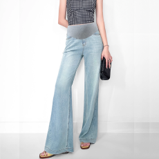 批发实拍2025新款春秋装孕妇牛仔裤宽松休闲微喇阔裤裤秋冬喇叭牛仔裤