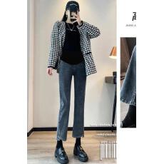 批发M-3XL孕妇烟管高弹力牛仔裤<b class='q'>个性</b>春秋外穿托腹裤休闲宽松潮妈