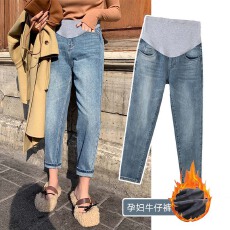 批发天猫品质孕妇牛仔裤春秋款宽松直筒老爹打底长裤孕妇秋冬加绒
