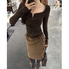 批发2025新款时尚洋气百搭流行漏V领口打底➕高级感洋气百搭中<b class='q'>长裙</b>