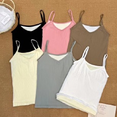 批发纯欲辣妹加绒加厚小吊带背心女秋冬内搭设计感小众保暖内衣打底衫