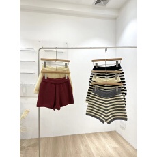 批发辣妹风撞色条纹针织短裤女秋季小个子外穿高腰显瘦a字性感<b class='q'>热裤</b>潮