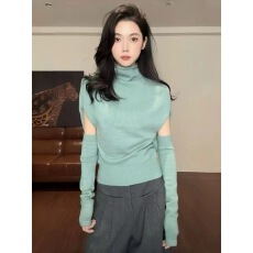 批发<b class='q'>韩版</b>时尚高领蝙蝠袖针织衫女款新款秋冬毛衣打底衫收腰上衣潮