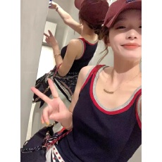 批发撞色无袖背心女2025年新款内搭外穿修身显瘦上衣