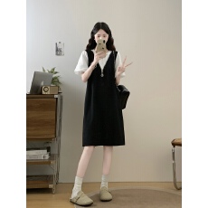 批发实拍大码女装2026夏季新款韩版蕾丝拼接气质显瘦假两件连衣裙