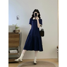 批发实拍<b class='q'>大码</b>女装2026夏季新款韩版洋气胖MM宽松显瘦遮肉学院风连衣裙