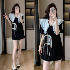 批发实拍大码女装2026夏季新款胖MM新中式国风上衣+短裤两件套套装女