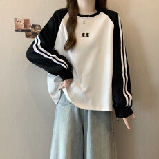 批发实拍大码胖mm慵懒风刺绣圆领<b class='q'>卫衣</b>外套<b class='q'>宽松</b>休闲百搭上衣