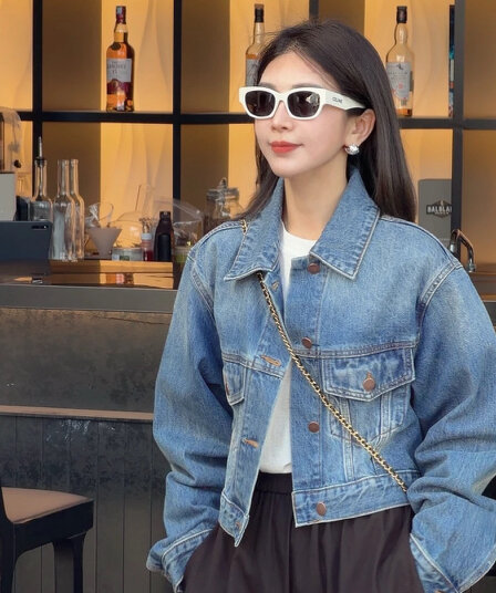 감정 테이프 이른 봄 새로운 레트로 스타일 패션 트렌드 데님 재킷