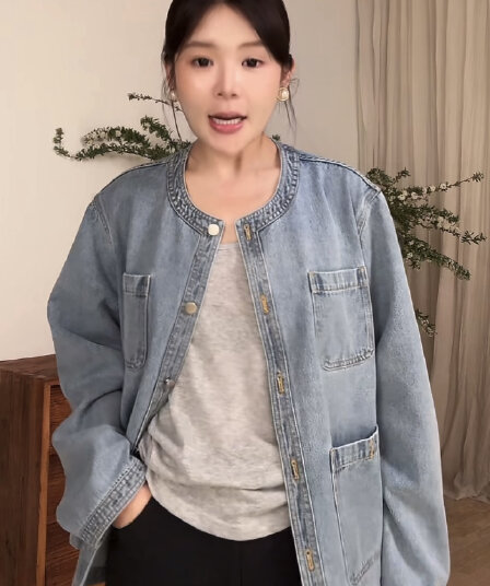 주머니 데님 라운드 넥 무거운 작업 워시 물 카우보이 바깥 세트