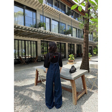 批发青春有你 长绒棉 日系减龄<b class='q'>牛仔</b><b class='q'>背带裤</b>