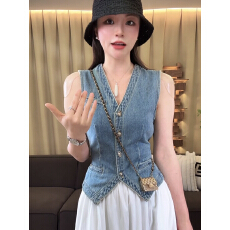 批发2026春季新款背心时尚【做旧复古】牛仔马甲背心