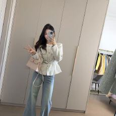 批发2025春秋时尚跨境欧美腰带外套气质女装休闲纹理<b class='q'>西装</b>优雅显瘦百搭
