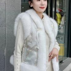 批发2025秋冬新款仿狐狸毛新中式国风马甲外套年轻款时尚背心爆款坎肩