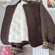 批发内里加厚圈圈毛呢<b class='q'>外套</b>秋冬新款<b class='q'>韩版</b>女装时尚气质小个子百搭上衣