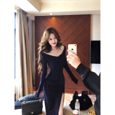 批发吃绿色菜【安妮心事 31日新品】法式蕾丝拼接系带v领<b class='q'>连衣裙</b>