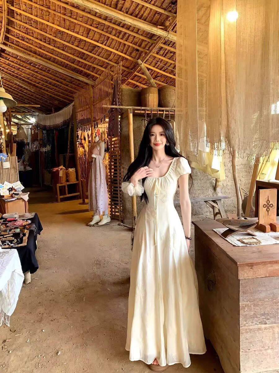 3 24 pm20 신제품 켜기 새로운 하나 달콤한 복숭아 yikett 반팔 드레스