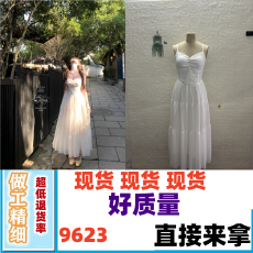 批发初梦POKEMENG  蝴蝶情话 白色蕾丝拼接纯欲大裙摆吊带<b class='q'>连衣裙</b>