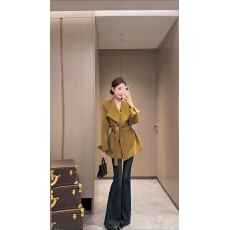 批发新款欧货老线风设计感小众绑带V领羊毛<b class='q'>西装</b>大衣外套