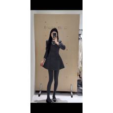 批发新款中长款双排扣圆领长袖西装收腰<b class='q'>连衣裙</b>