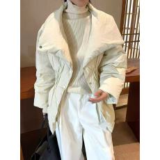 批发新款复古法式时尚压褶收腰廓形百搭保暖羽绒服外套