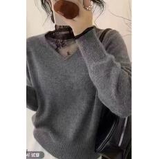 批发新款甜美减龄法式温柔<b class='q'>蕾丝</b>拼接半高领毛衣