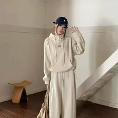 批发新款<b class='q'>韩版</b>时尚宽松加厚加绒连帽套头<b class='q'>卫衣</b>+松紧腰休闲裤套装