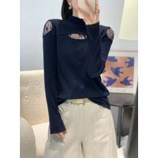 批发新款韩版时尚<b class='q'>蕾丝</b>内搭洋气钩花镂空半高领针织衫