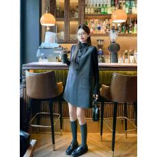 批发新款韩系复古时尚<b class='q'>宽松</b>波点背心<b class='q'>连衣裙</b>+高领毛衣打底衫两件套