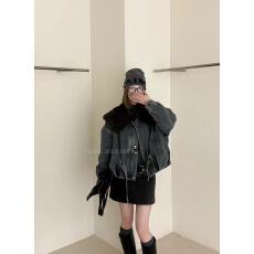 批发新款韩版时尚复古风牛仔工装羽绒服外套