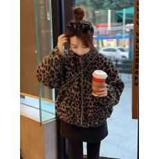 批发新款韩版时尚毛绒立领复古豹纹内加绒拉链棉服<b class='q'>外套</b>