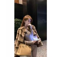 批发新款韩版仿皮草小香风渐变撞色立领环保毛加厚短款外套