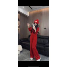 批发新款<b class='q'>百搭</b>中长款连帽毛领加绒加厚卫衣开衫+高腰直筒休闲<b class='q'>裤</b>套<b class='q'>装</b>