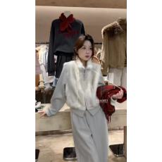 批发新款<b class='q'>韩版</b>气质时尚毛毛拼接立领开衫外套+松紧腰阔腿<b class='q'>休闲</b>裤<b class='q'>套装</b>