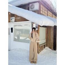 批发新款韩版时尚气质保暖环保毛拼接连帽外套+松紧腰<b class='q'>休闲裤</b>套<b class='q'>装</b>