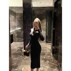 批发新款韩版时尚轻熟优雅风镂空富家千金漂亮针织包臀裙