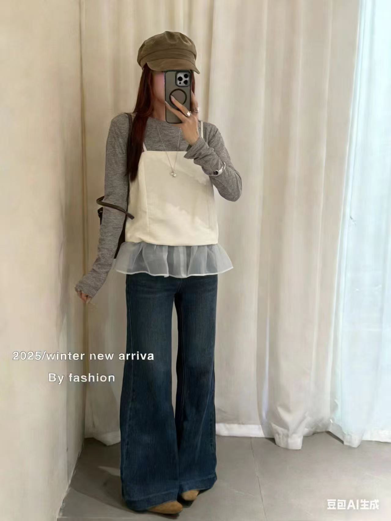 새로운 디자인 센스 레이스 레이스 불규칙 중간 길이 슬립 얇은 스타일 라운드 넥 티셔츠 스택 착용 투피스 세트