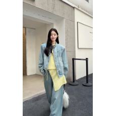 批发新款美式复古百搭休闲<b class='q'>牛仔</b>立领<b class='q'>外套</b>+高腰显瘦休闲阔腿裤套装