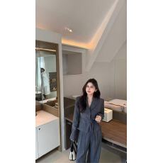 批发新款韩系通勤极简西装百搭外套+松紧腰阔腿裤+腰绳3件套