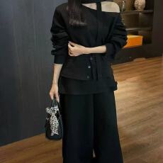 批发新款韩版时尚休闲露肩<b class='q'>卫衣</b>+可拆卸腰封+松紧腰休闲裤3件套