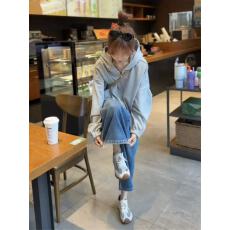 批发早春款带钻下摆松紧连帽<b class='q'>卫衣</b>外套